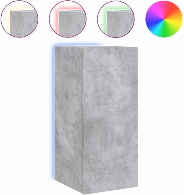 Berkfield Home Modern Wall Mounted TV Cabinet with Integrated LED Lights in Matt Concrete Grey, W/D/H: 30.5 x 35 x 70 cm – 1