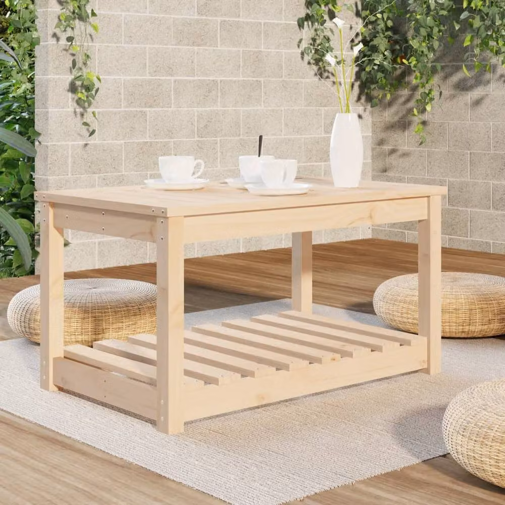 Berkfield Home Rustic Rectangular Garden Table in Beige Solid Pine, W/D/H: 82.5 x 50.5 x 45 cm – 3