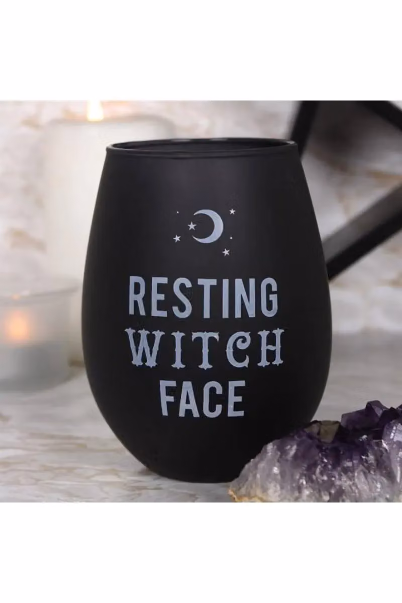 KDMD Resting Witch Face Stemless Wine Glass in Black and Transparent – 4
