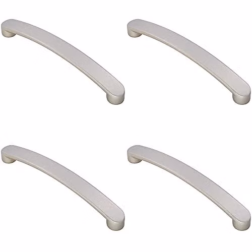 Loops 4 Pack Flat Fronted Bow Pull Handles in Brushed Silver, 179 x 17.9 mm with 160 mm Fixing Centres