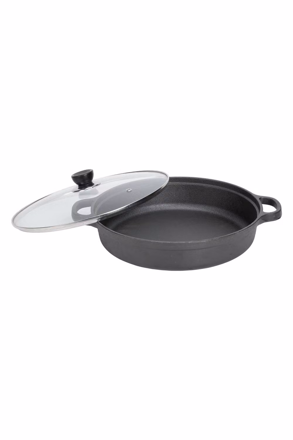 Living and Home Pre-Seasoned Round Cast Iron Casserole Pot with Glass Lid, Black, W/D/H: 35 x 33 x 25 cm – 5