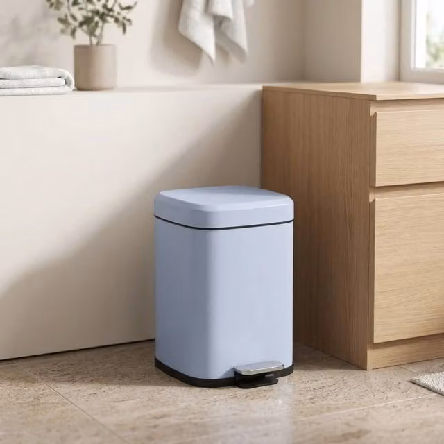 STILVORA 12L Kitchen Bin with Pedal Lid and Soft Close Mechanism in Light Blue
