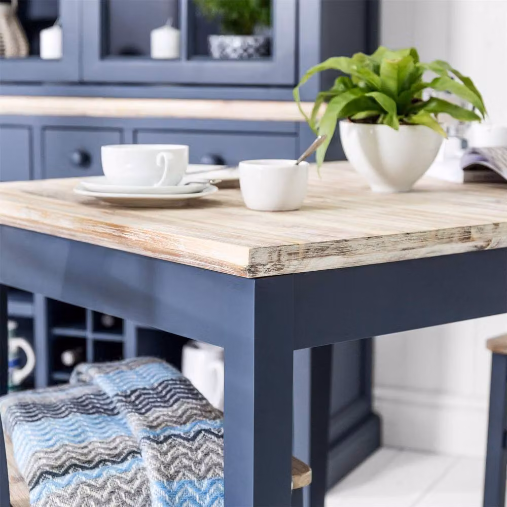 Statement Furniture Florence Square Extendable Acacia Wood Kitchen Dining Table in Blue – 3