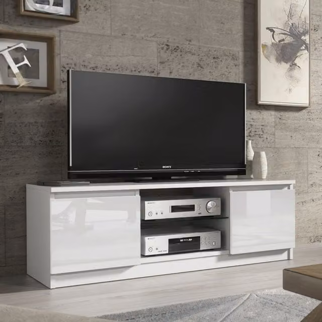 Creative Furniture Modern White High Gloss TV Unit W/D/H: 120 x 38 x 40 cm