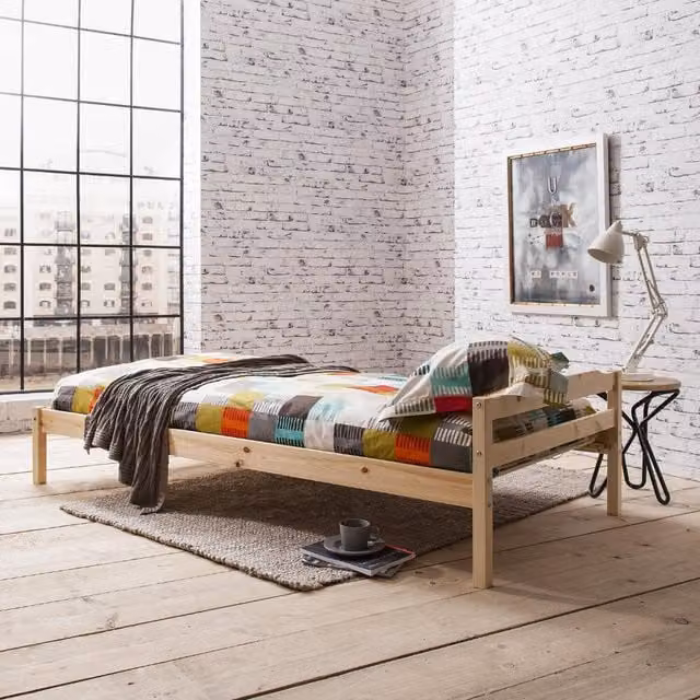 Noa and Nani Larson Single Bed in Brown Oiled Pine, 90 x 190 cm
