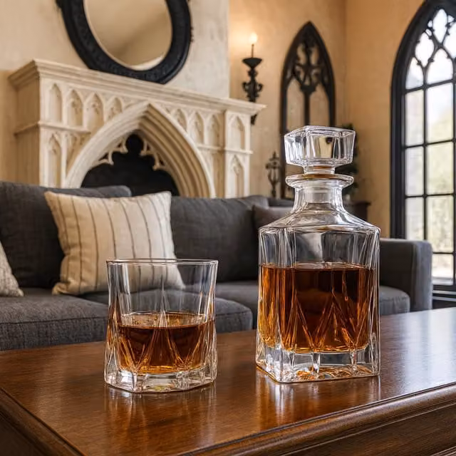 LAV TR Geometric Tumbler Whisky Glasses, 300 ml, Transparent, Set of 6