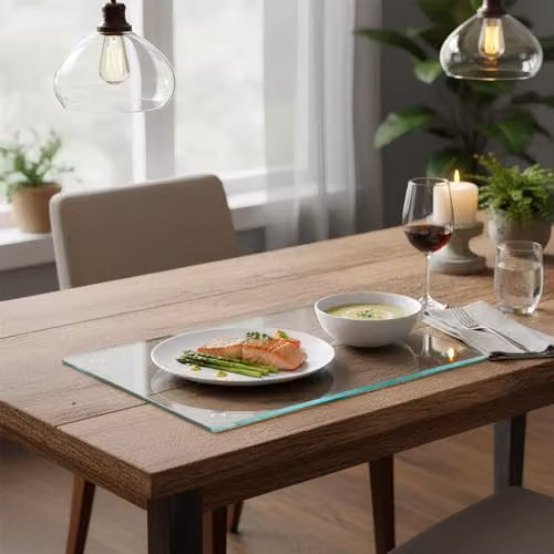 Harbour Housewares 12pc Clear Glass Placemats and Round Coasters Set, W: 40 cm, D: 30 cm – 1