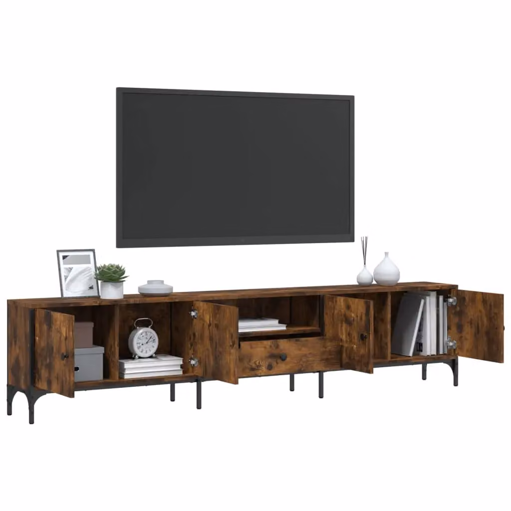 Berkfield Home Smoked Oak TV Cabinet with Drawer in Brown, W/D/H: 200 x 44 x 25 cm – 4