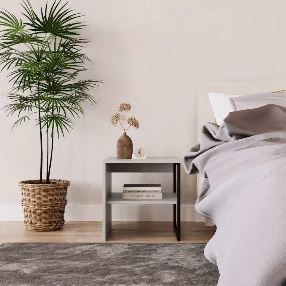 Kelvenix Modern Oak Wood and Steel Side Table in Grey, W/D/H: 40 x 40 x 40 cm – 3