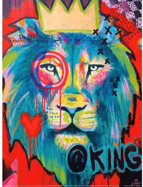 Jessi Dahlquist @King Print Multicolour Abstract Animal and Typography Paper Poster – 1