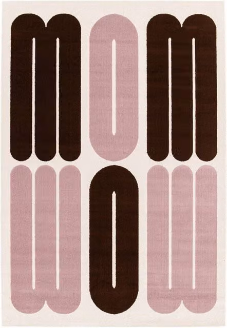 sweeek Modern Abstract Indoor Rug in Pink and Brown, W: 200 cm, D: 290 cm – 1