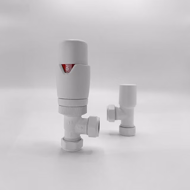 Lux Heat Angled White Thermostatic Valve Set with Thermostat Included