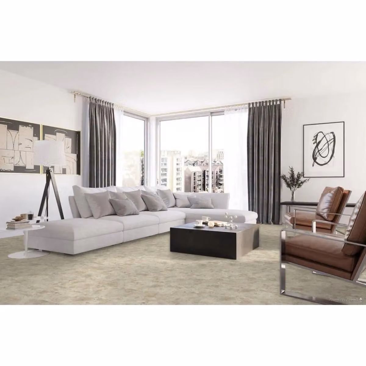 Tlcor NK33 Luxury Vinyl Tile in Grey, Tile Look, Covers 3.34sqm