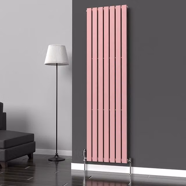 Lux Heat Flat Coloured Vertical Steel Radiator in Pink, H: 180 cm, W: 49 cm