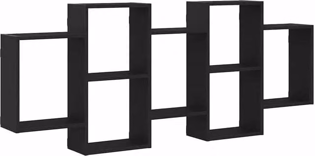 Berkfield Home Wall Mounted Shelf in Black Oak, W/D/H: 159 x 18 x 65 cm