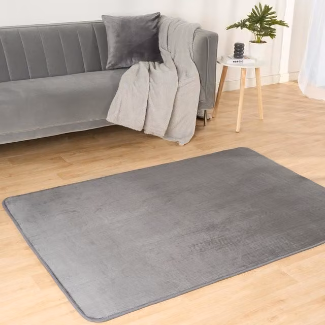 OHS Microplush Soft Rectangular Rug in Grey, Width: 80 cm