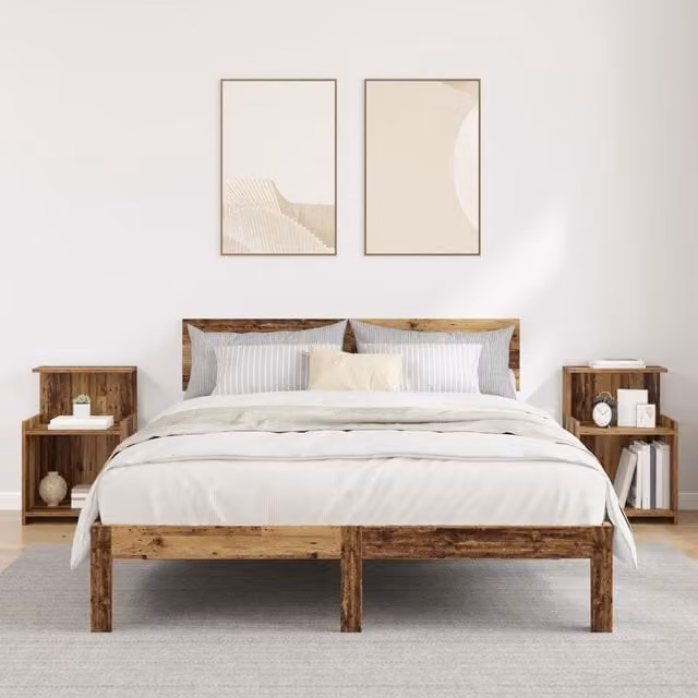 Berkfield Home Bedside Tables 2 Pack in Brown Old Wood, W/D/H: 40 x 35 x 60 cm – 1