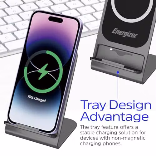 Energizer Black QI Wireless Charging Stand 15W with USB-C – 4