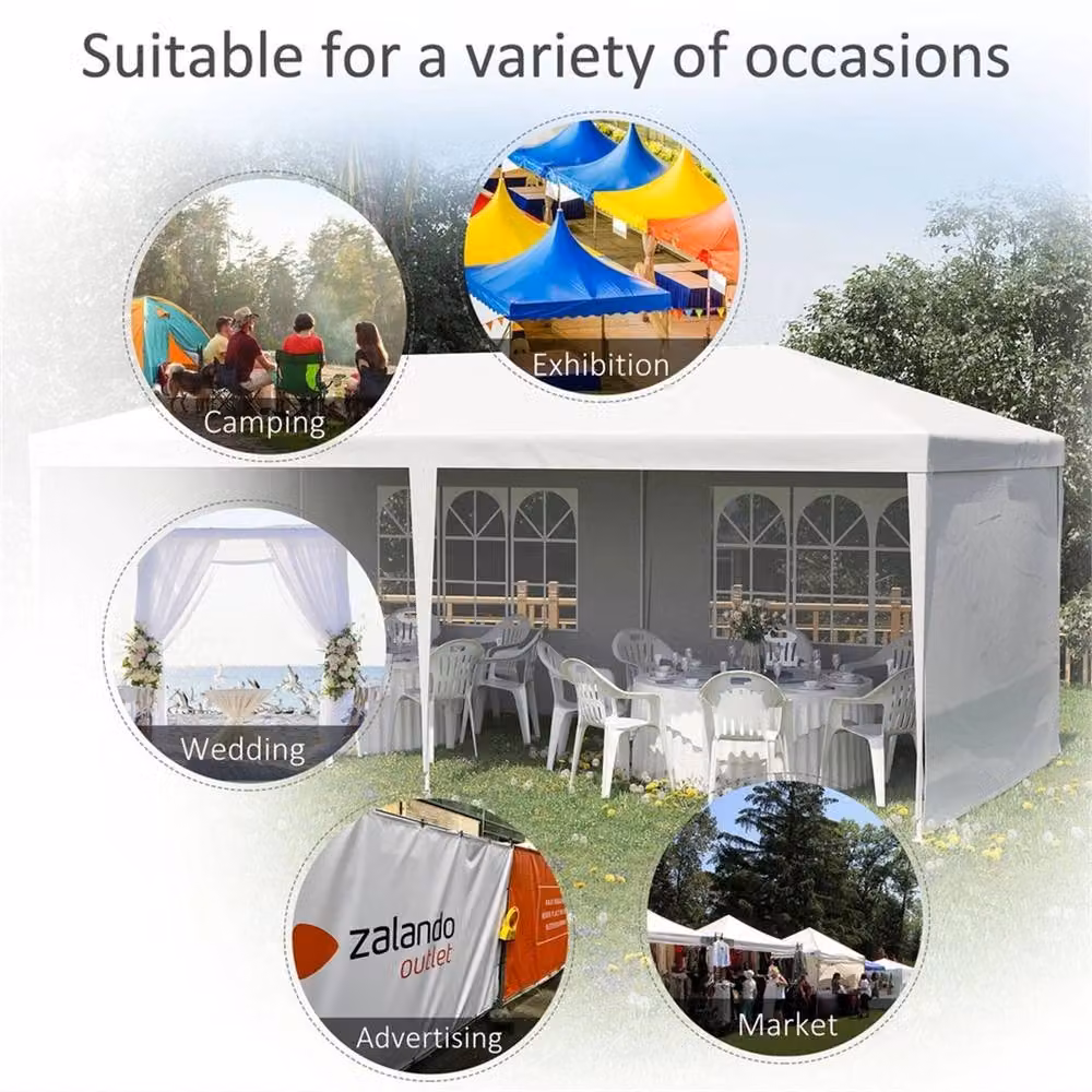 SPETLEK White Garden Gazebo Marquee Party Tent, W: 600 cm, D: 300 cm, H: 255 cm – 3