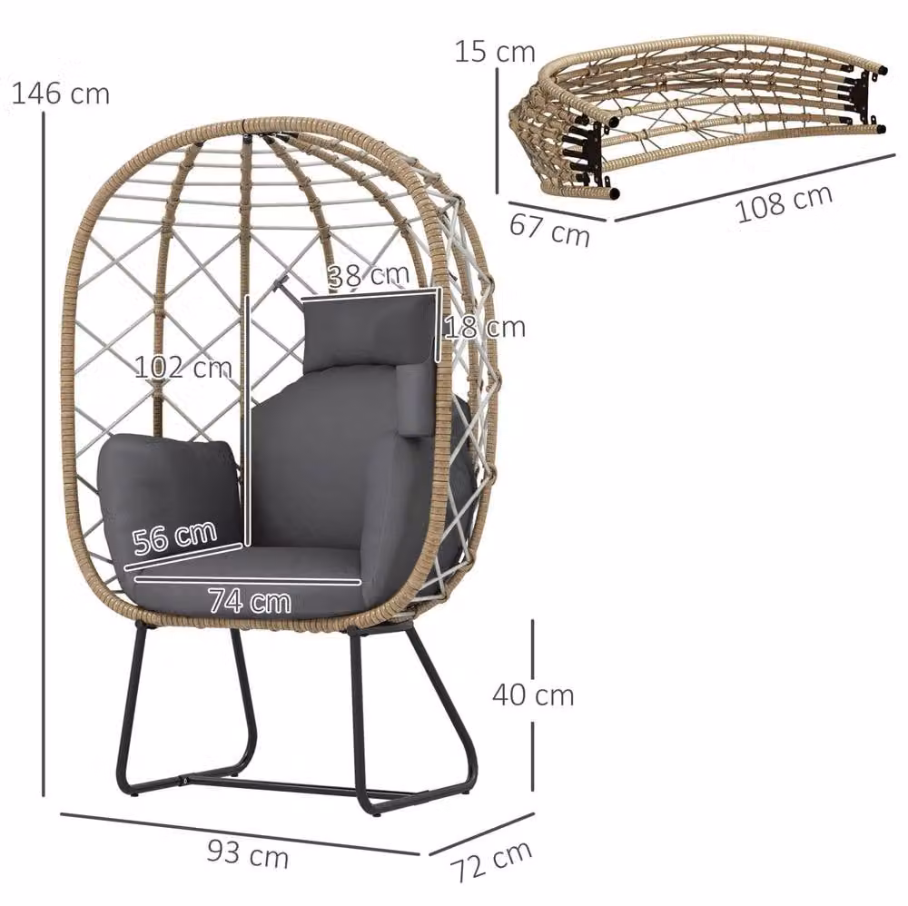 STILVORA Brown Egg Chair with Cushion and Cup Holder – 2
