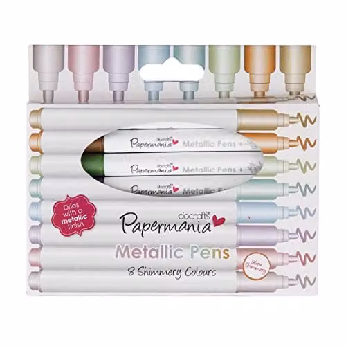 Papermania Metallic Bullet Tip Pens, Multicolour, Pack of 8