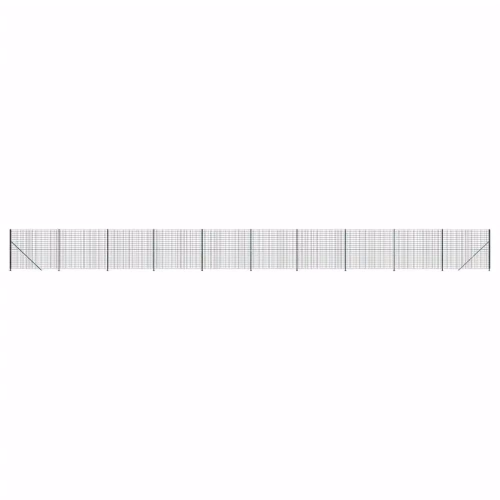 Berkfield Home Durable Green PVC Coated Wire Mesh Fence with Flange, W: 25 m, H: 1.6 m – 2