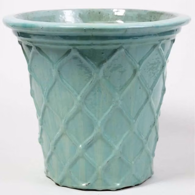Primrose Blue and Turquoise Geometric Ceramic Tabletop Planter Tub