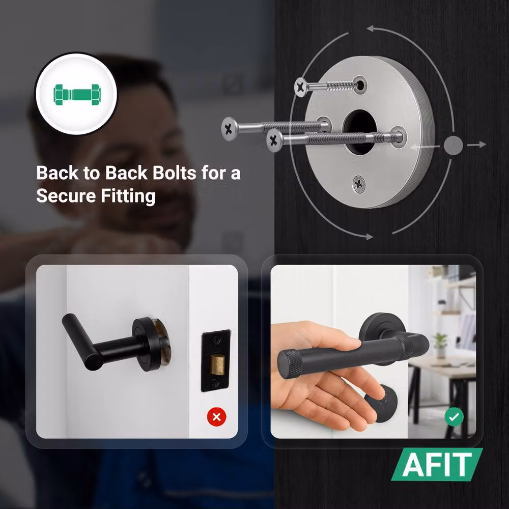 AFIT Matt Black Fire Door Handle Euro Lock Double Cylinder Set with Hinges – 3