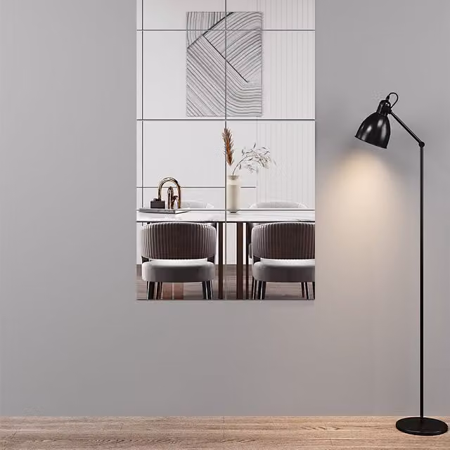 Garden Sanctuary 3 Piece Rectangular Acrylic Self-Adhesive Wall Mirror in Transparent White