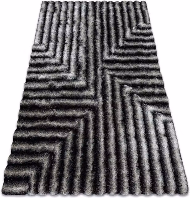 RugsX Flim Geometric Modern Black Rug, W/D: 120 x 160 cm