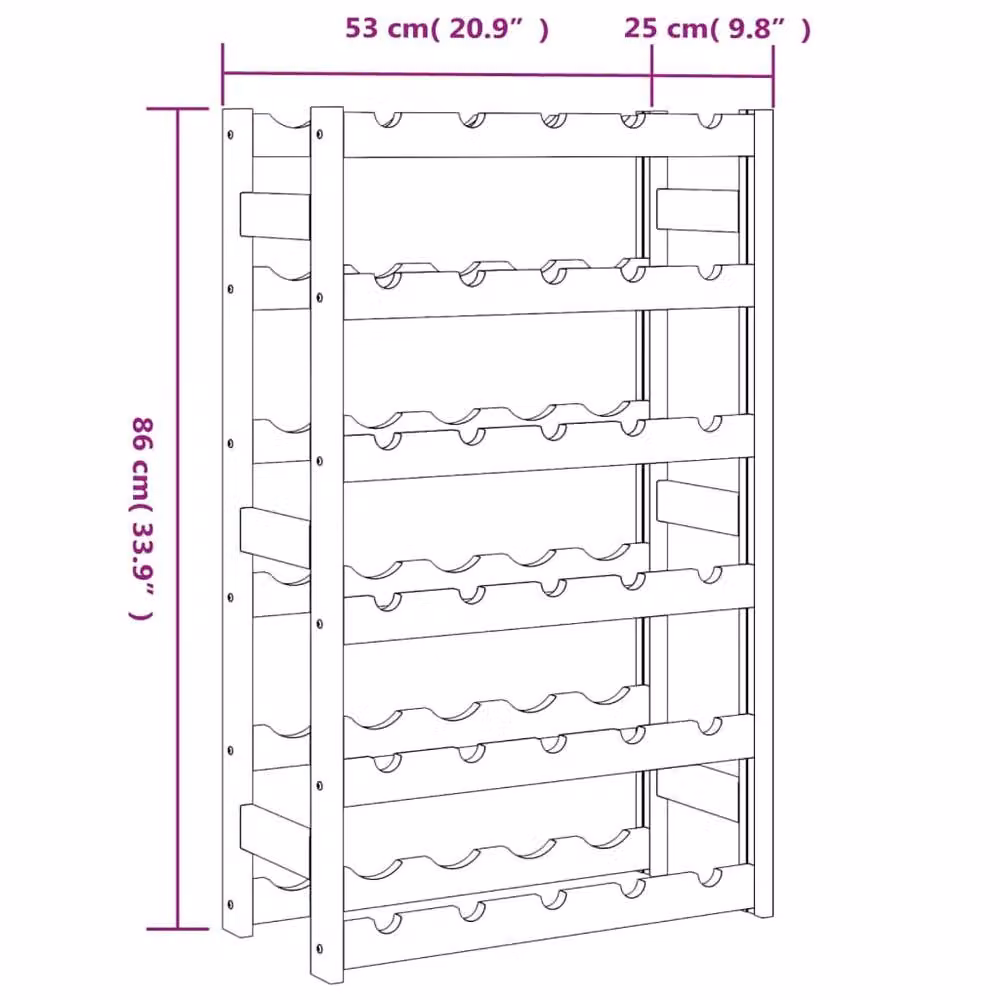 Berkfield Home Beautiful Modern Black Solid Pine Wood Wine Rack for 30 Bottles W/D/H: 86 x 25 x 25 cm – 5