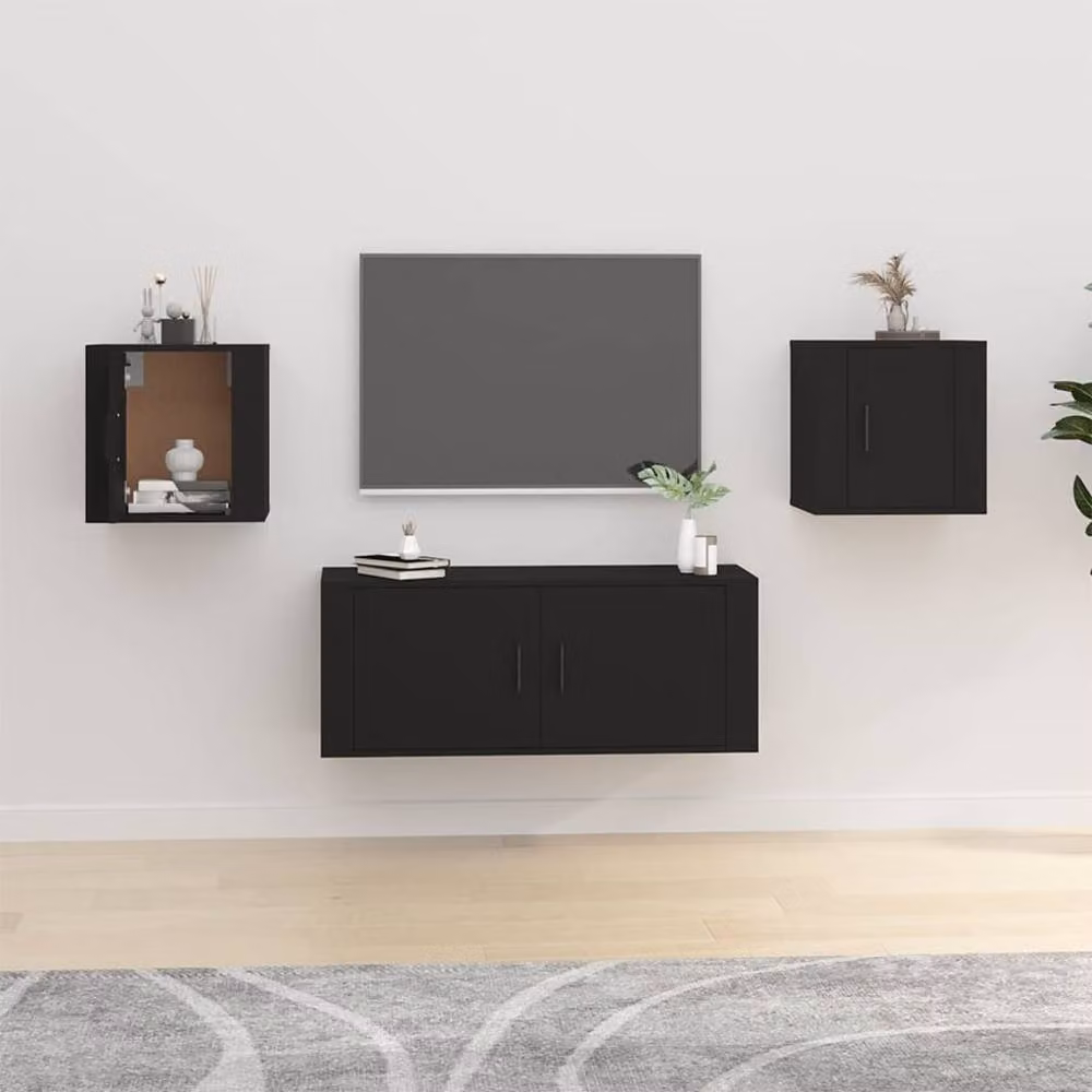 Berkfield Home Wall Mounted TV Cabinets, 2 Pack, Black, W/D/H: 40 x 34.5 x 40 cm – 2