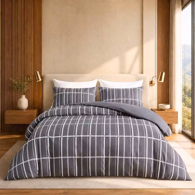 Pamposh Reversible Microfibre Duvet Cover and Pillowcase Set in Anthracite Grey, Single Size – 1
