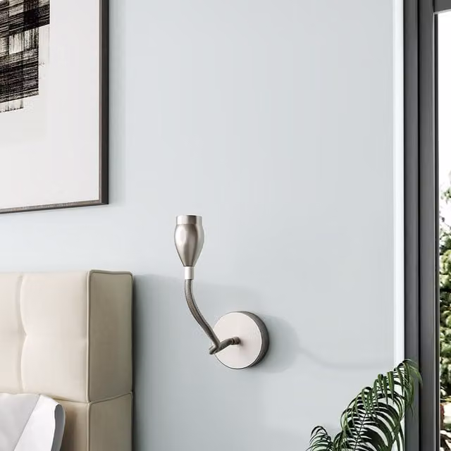 Livingandhome Adjustable LED Wall Mount Reading Lamp in Silver