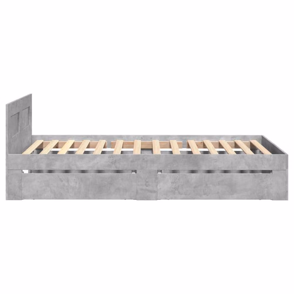 Berkfield Home Small Single Bed Frame with Headboard in Concrete Grey, W/D/H: 75 x 190 x 69 cm – 3