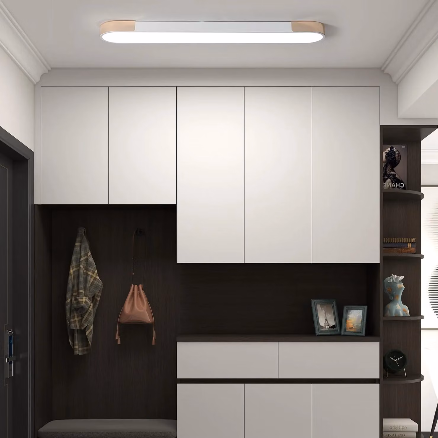 Garwarm Modern Oval LED Dimmable Ceiling Lamp with Remote Control in White – 3