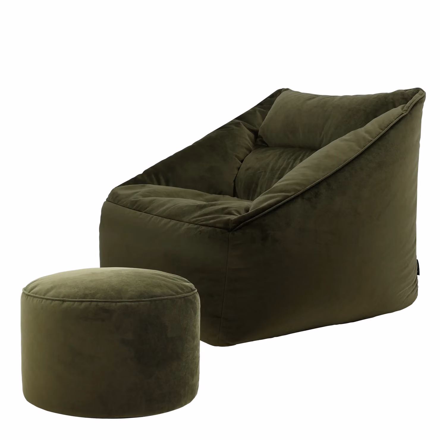 icon Natalia Velvet Adults Bean Bag Armchair and Pouffe Set in Dusk Pink and Olive Green – 4