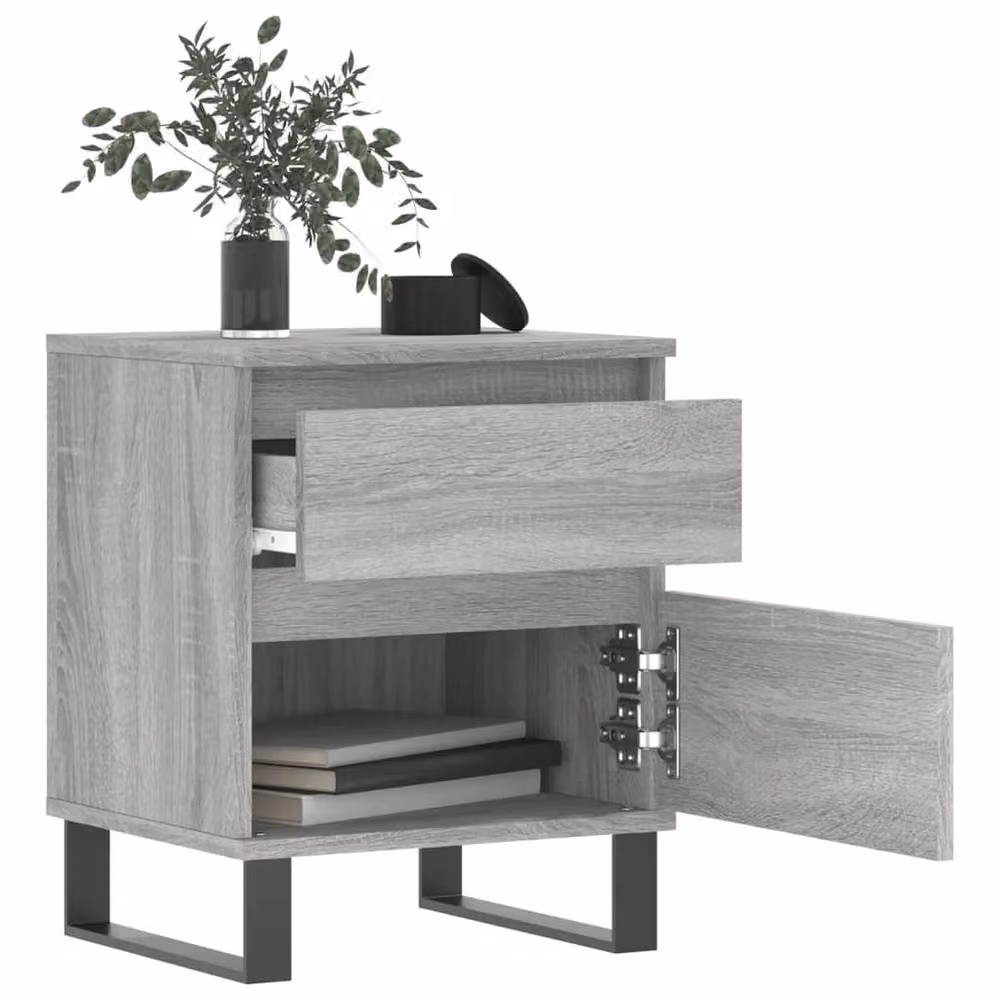 Berkfield Home Grey Sonoma Bedside Cabinet in Engineered Wood W/D/H: 40 x 35 x 50 cm – 3