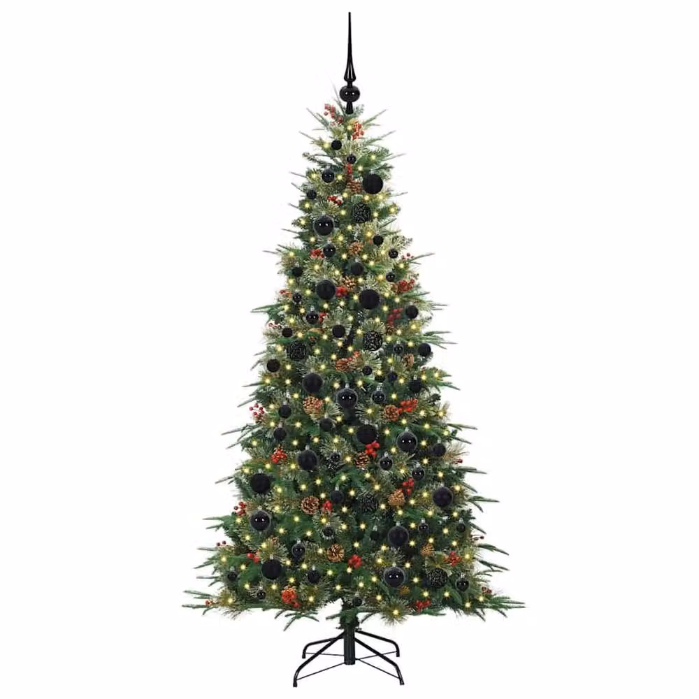 Berkfield Home Artificial Hinged Christmas Tree in Green, Height: 180 cm – 3