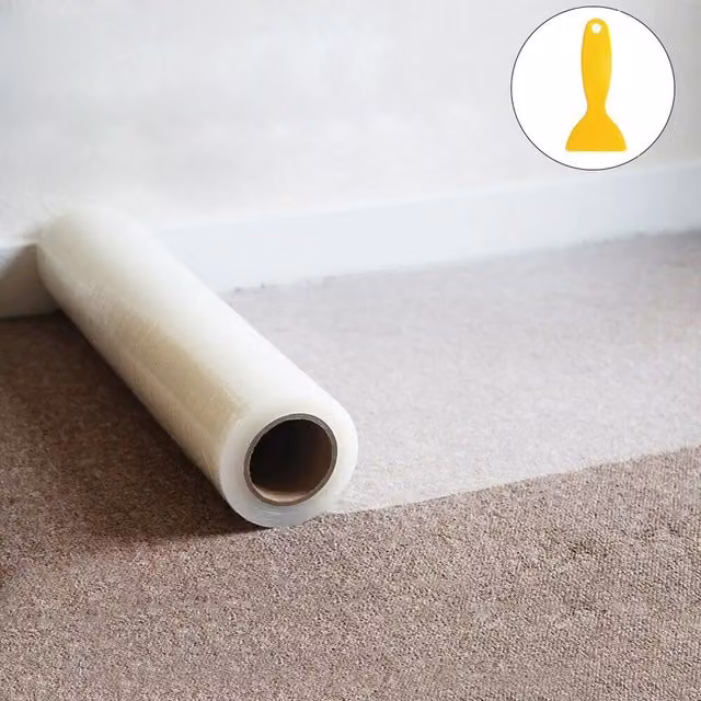 Hinsinc Self Adhesive Clear Carpet and Floor Protection Film, 100m Length – 1