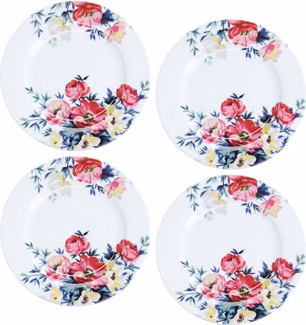 Mikasa Set of 4 Clovelly Pink Floral Porcelain Side Plates, Diameter: 19 cm – 1