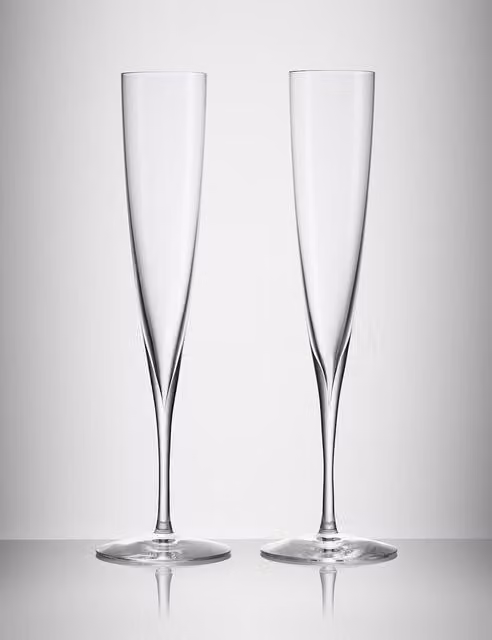 Waterford Trumpet Champagne Flutes, Set of 2, Clear Crystal Glass