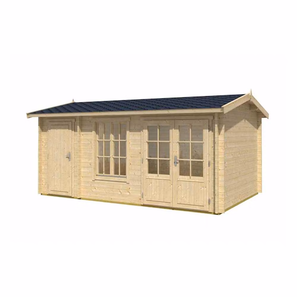 Lasita Maja Ltd Brown Rustic 2-Log Cabin Garden Room and Home Office, W: 350.8 cm, D: 525 cm, H: 250.8 cm – 2