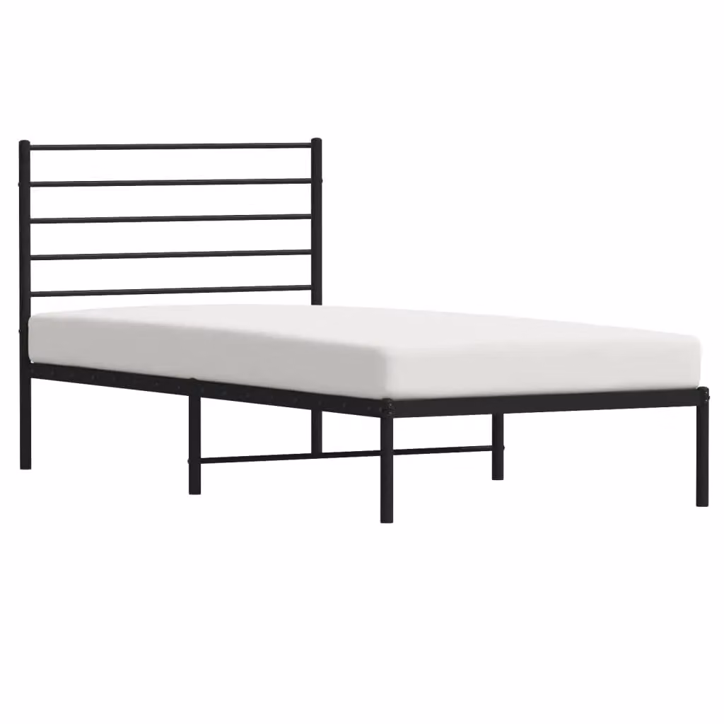 Berkfield Home Metal Bed Frame with Headboard in Black, W/D/H: 90 x 190 cm – 2