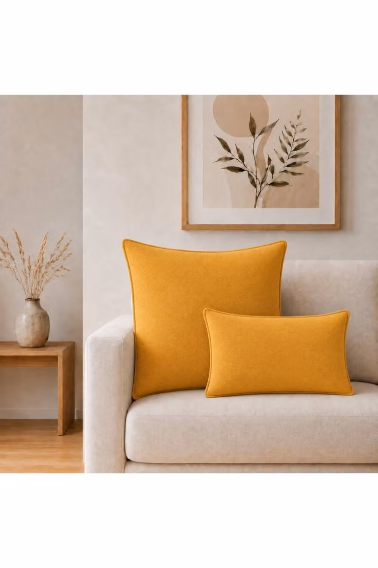 KDMD Marigold Loom Classic Cotton Cushion Cover in Yellow, W/H: 50 x 30 cm