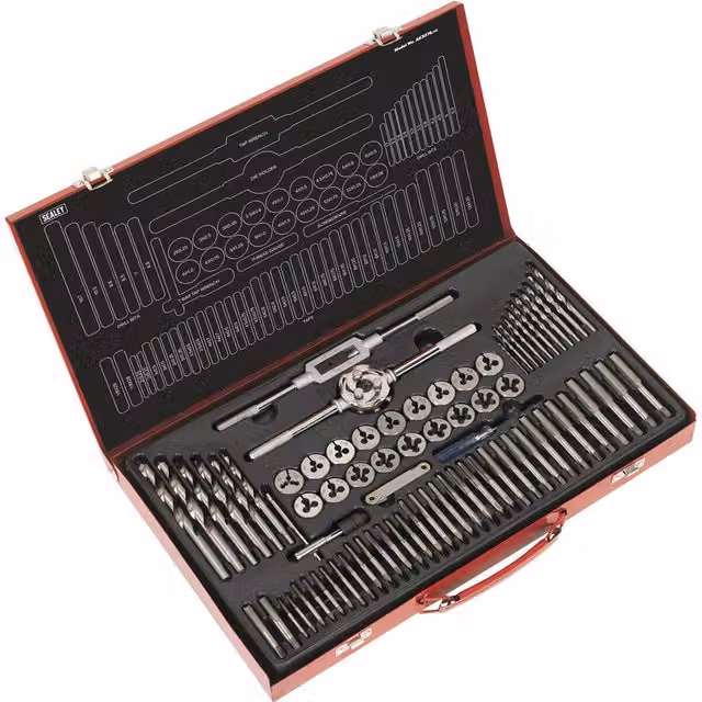 Loops 76pc Metric Tap and Split Die Set M3 to M12 Steel Threading Tool in Silver and Multicolour – 1