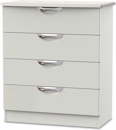 ASC Corsica Modern 4 Drawer Chest of Drawers in White Glossy Finish