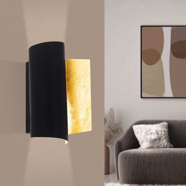 Eglo Falicetto Modern Metal Wall Light in Black and Gold/Brass