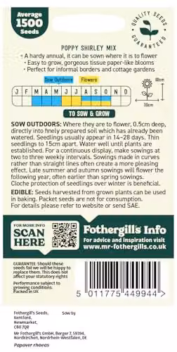 Mr Fothergill's Oh Sow Simple Poppy Mix Flower Seeds in Red, Orange and Pink – 2