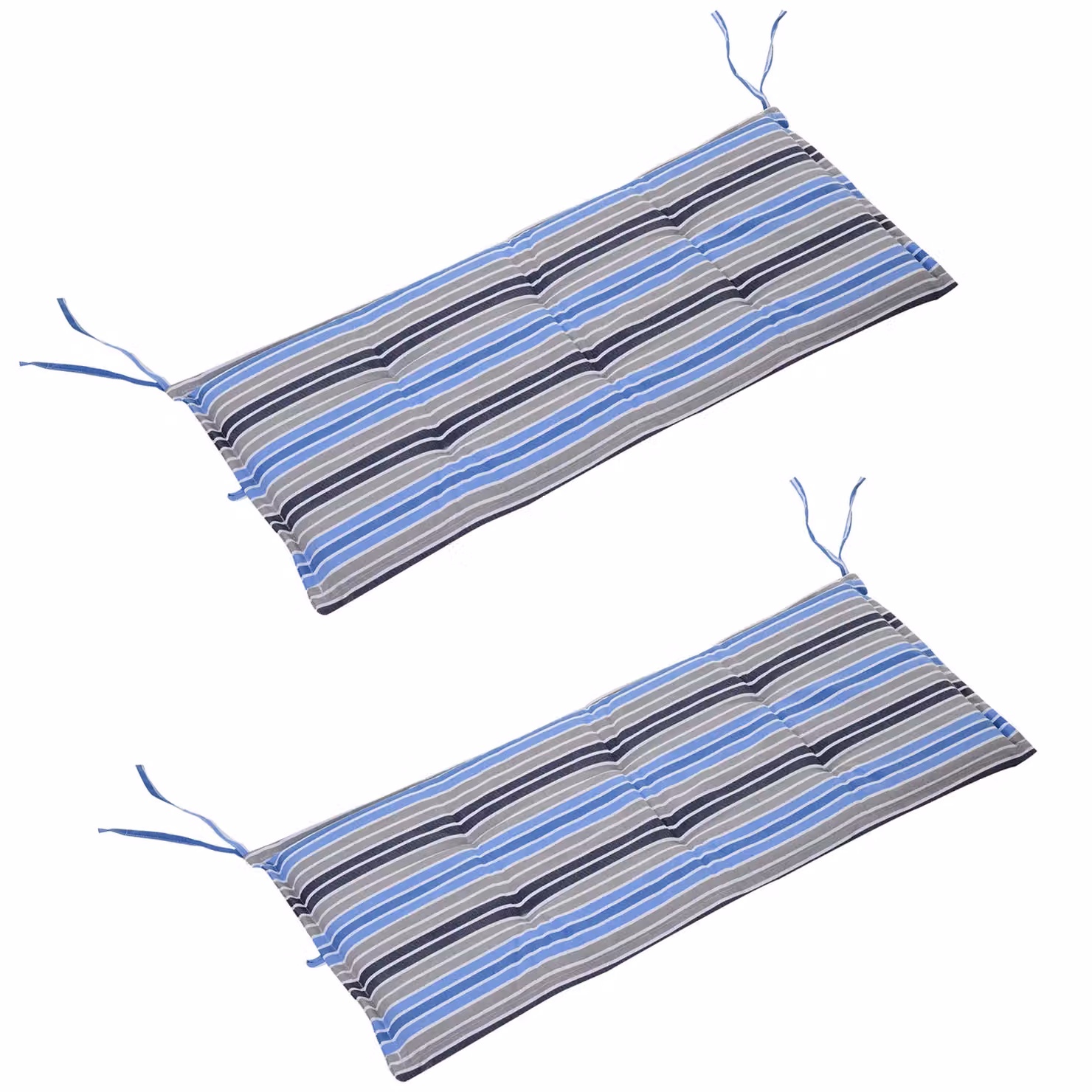 Outsunny Set of 2 Blue Foam Padded Rectangular Garden Bench Replacement Cushions – 3